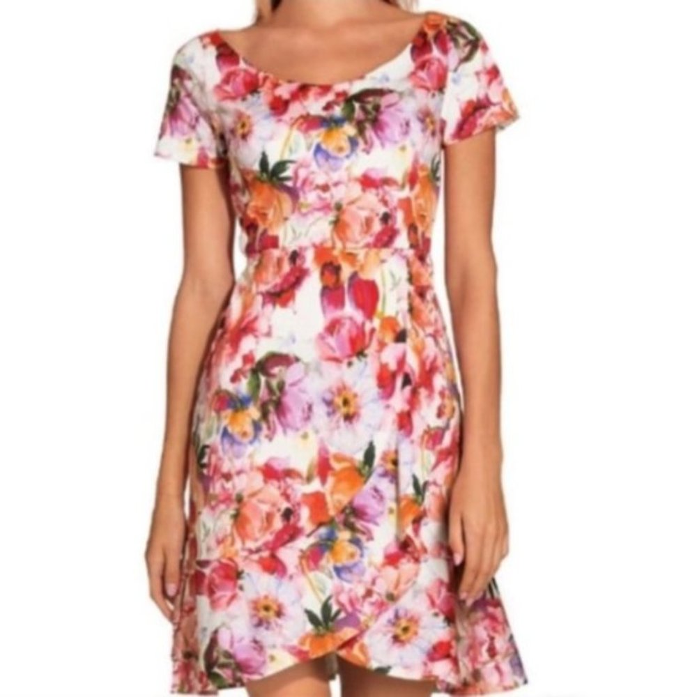Alexia Admor Floral Fitted Cap Sleeve Ruffle Dress 4